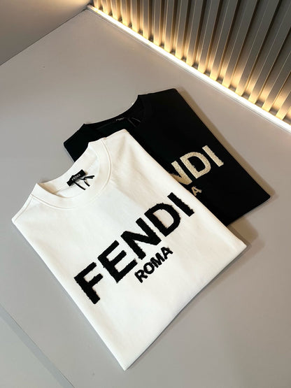 FEN* 2025ss letter logo embroidered t-shirt