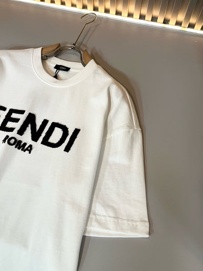 FEN* 2025ss letter logo embroidered t-shirt