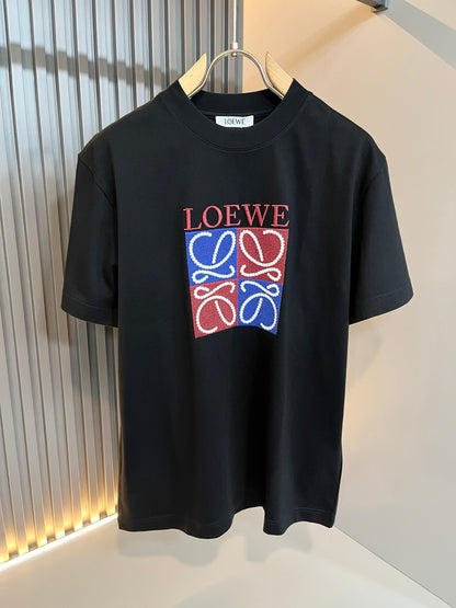 LOE*W 2025ss new embroidery pattern cotton t-shirt