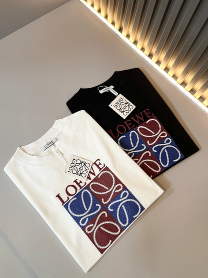 LOE*W 2025ss new embroidery pattern cotton t-shirt