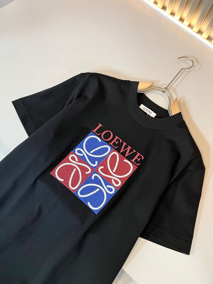 LOE*W 2025ss new embroidery pattern cotton t-shirt