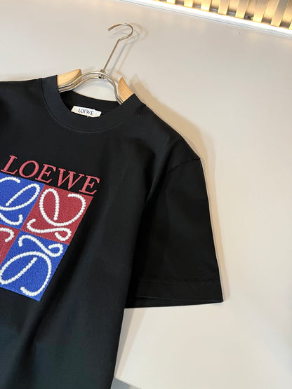 LOE*W 2025ss new embroidery pattern cotton t-shirt