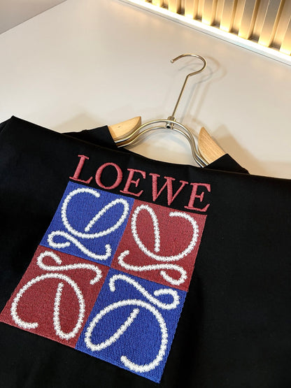 LOE*W 2025ss new embroidery pattern cotton t-shirt