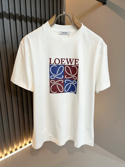 LOE*W 2025ss new embroidery pattern cotton t-shirt