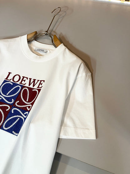 LOE*W 2025ss new embroidery pattern cotton t-shirt