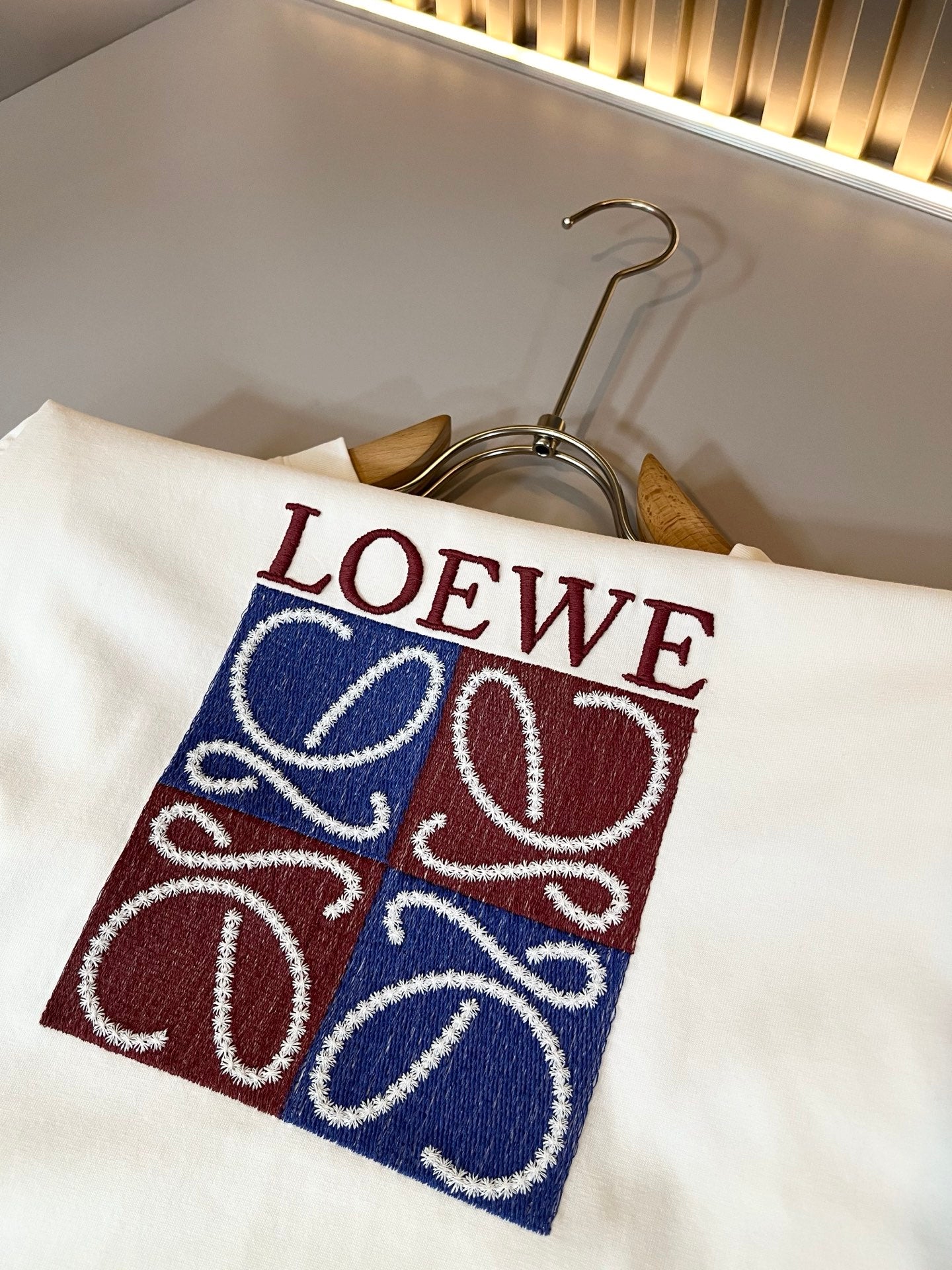 LOE*W 2025ss new embroidery pattern cotton t-shirt