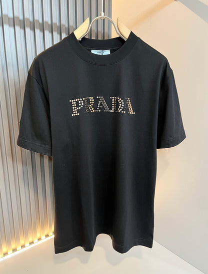 PRA* 2025ss new cotton t-shirt metal beads