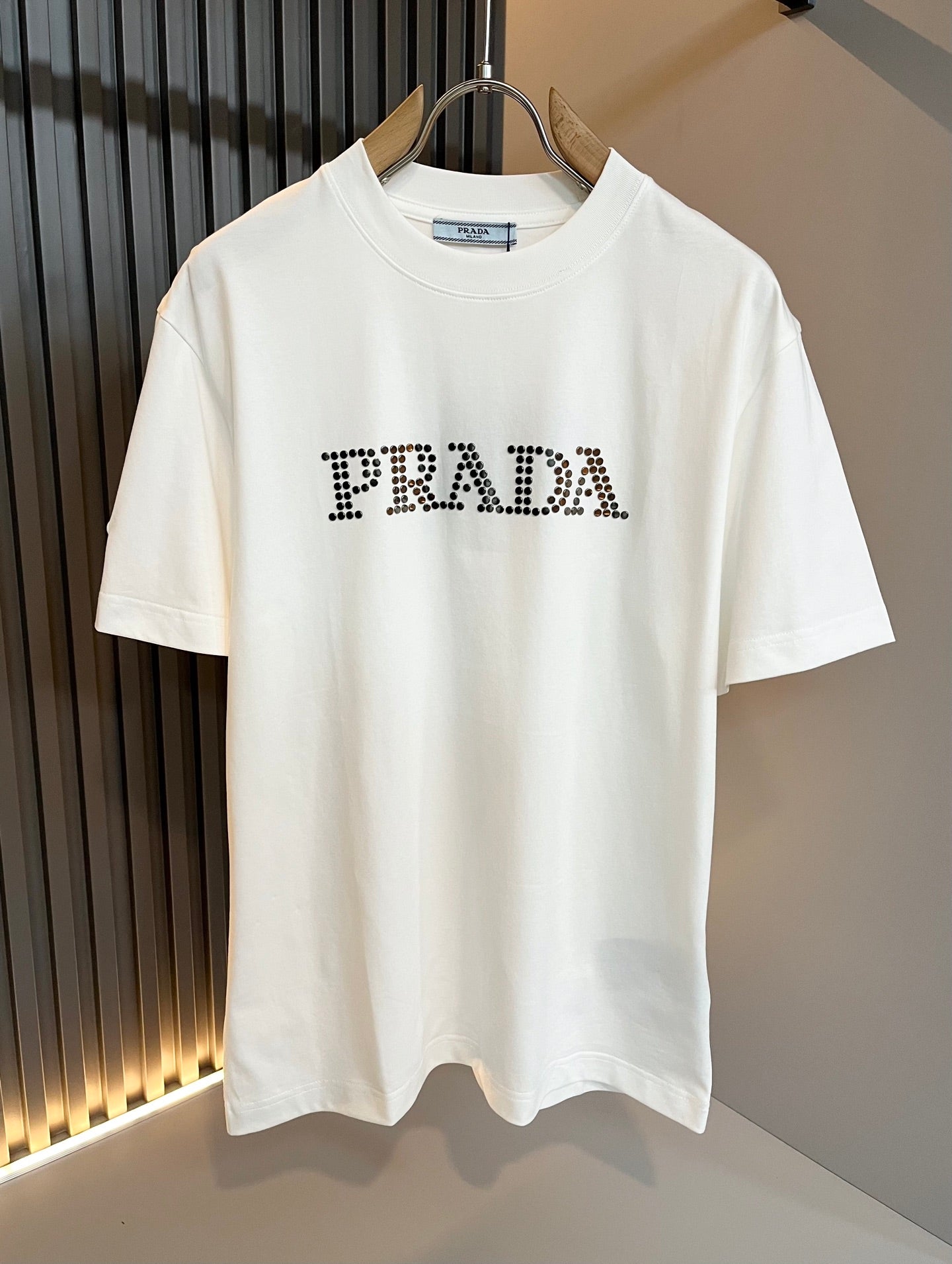 PRA* 2025ss new cotton t-shirt metal beads