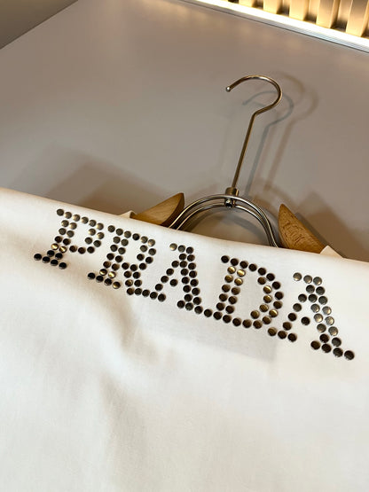 PRA* 2025ss new cotton t-shirt metal beads