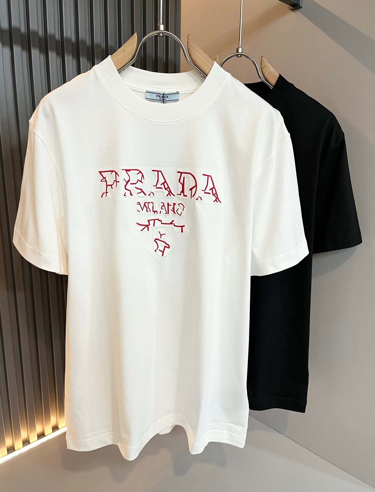 PRA* 2025ss new cotton t-shirt embroidery letters