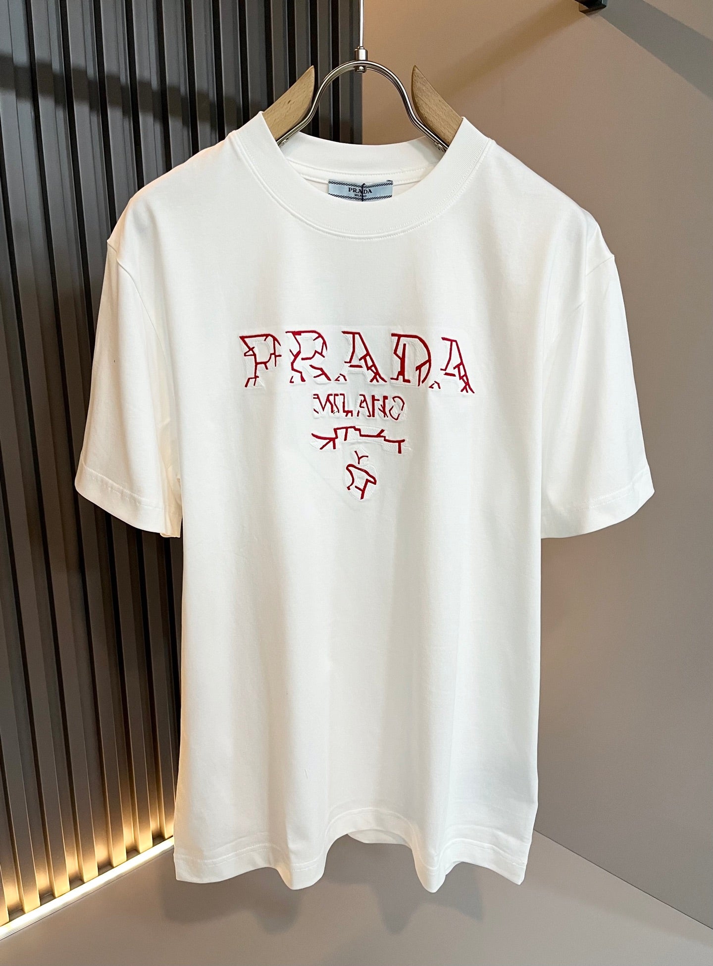 PRA* 2025ss new cotton t-shirt embroidery letters