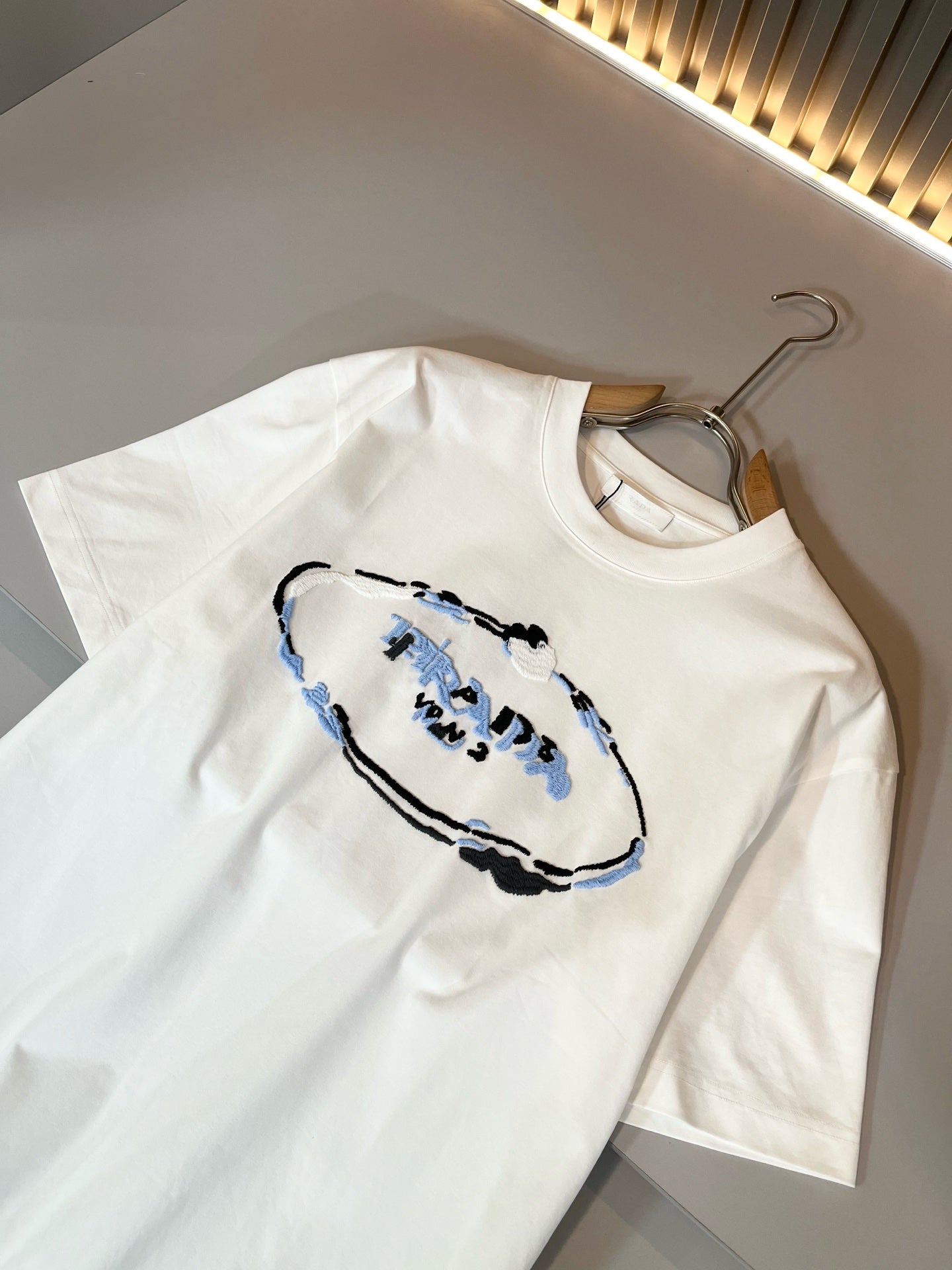 PRA* 2025ss new cotton t-shirt embroidery pattern