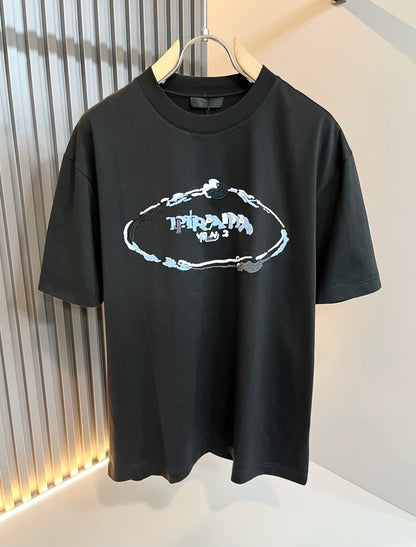 PRA* 2025ss new cotton t-shirt embroidery pattern