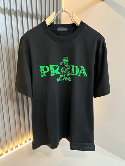 PRA* 2025ss new t-shirt cotton embroidery pattern