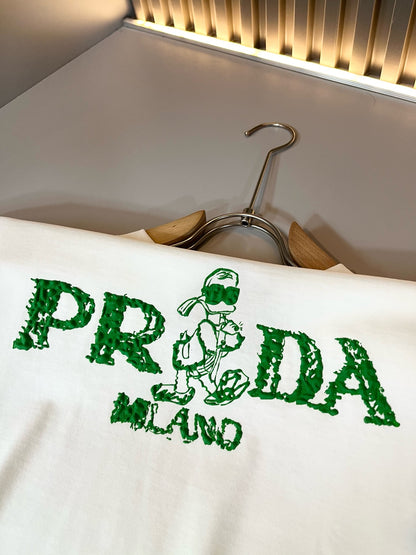 PRA* 2025ss new t-shirt cotton embroidery pattern