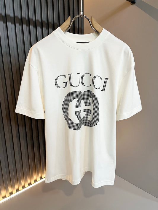 GUC*  2025ss new cotton t-shirt embossed logo