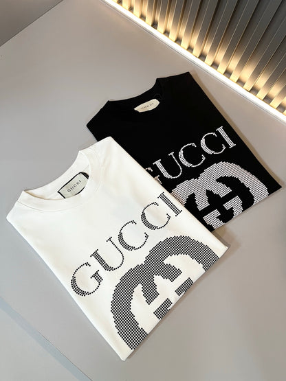 GUC*  2025ss new cotton t-shirt embossed logo