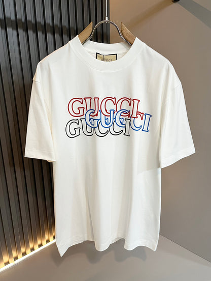 GUC*  2025ss new cotton t-shirt pressed velvet