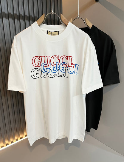 GUC*  2025ss new cotton t-shirt pressed velvet