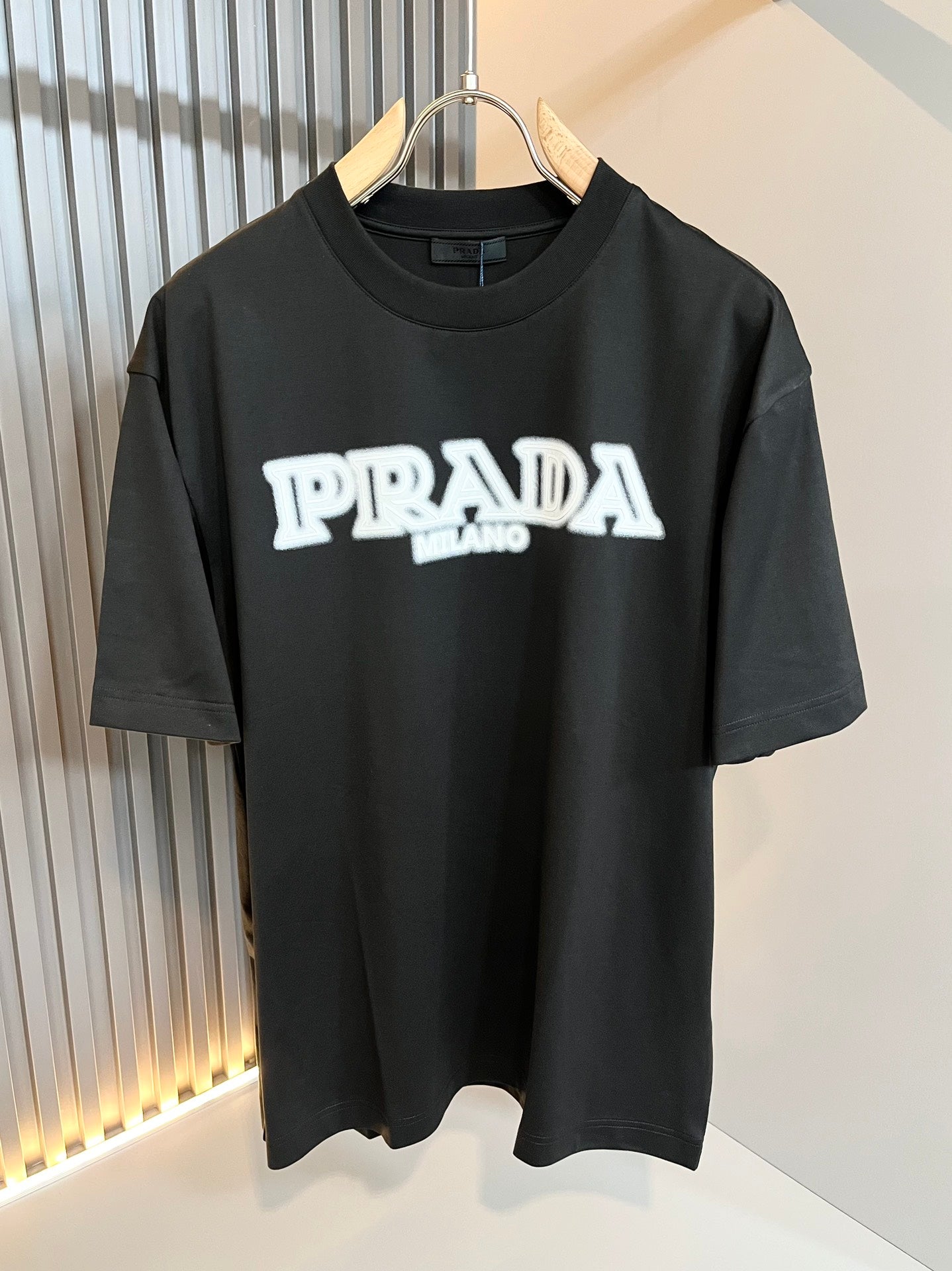 PRA* 2025ss new embossed printed pattern t-shirt