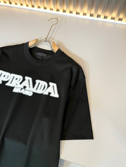 PRA* 2025ss new embossed printed pattern t-shirt