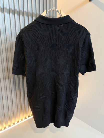 LOUI*V 2025ss new Lapel knitted short sleeves t-shirt