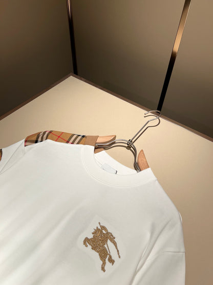 BURB* 2025ss new plaid canvas patchwork t-shirt