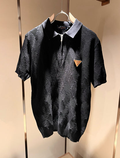 LOUI*V new lapel knitted short sleeves polo diamond