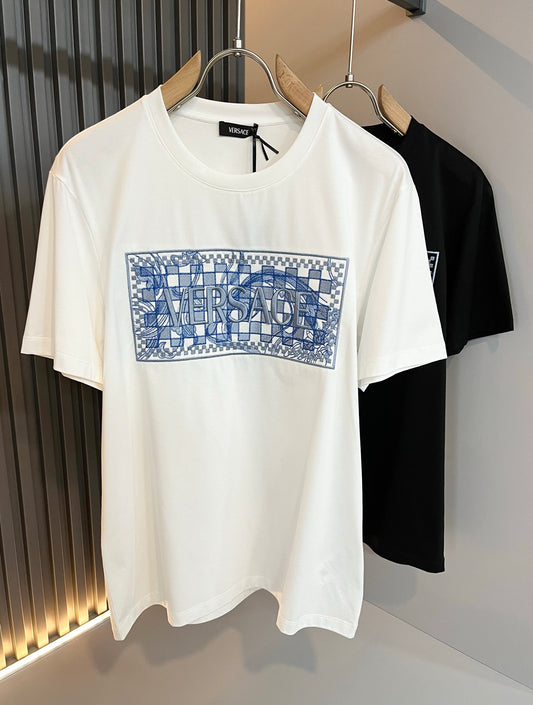 VERSA* 2025ss medusa logo embroidery cotton t-shirt