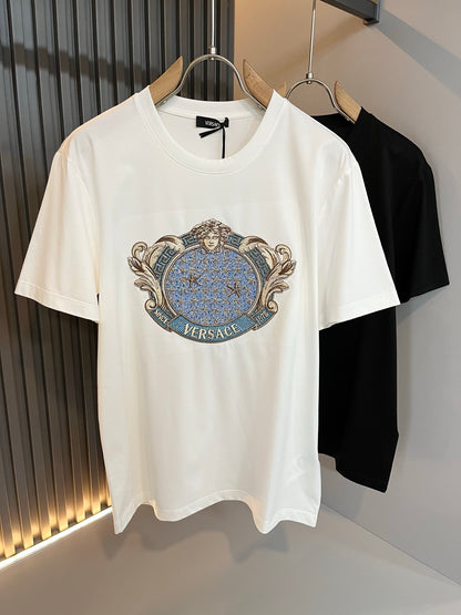 VERSA* 2025ss medusa embroidery rhinestones t-shirt