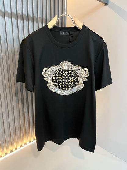 VERSA* 2025ss medusa embroidery rhinestones t-shirt