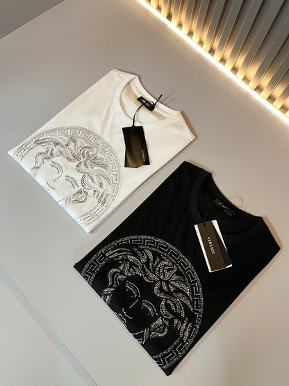 VERSA* 2025ss medusa logo hot-drilling t-shirt