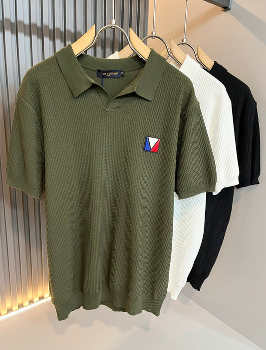 LOUI*V 2025ss new lapel knit short sleeve t-shirt