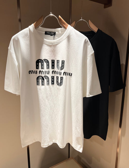 M1UM1U 2025ss laminated cotton t-shirt
