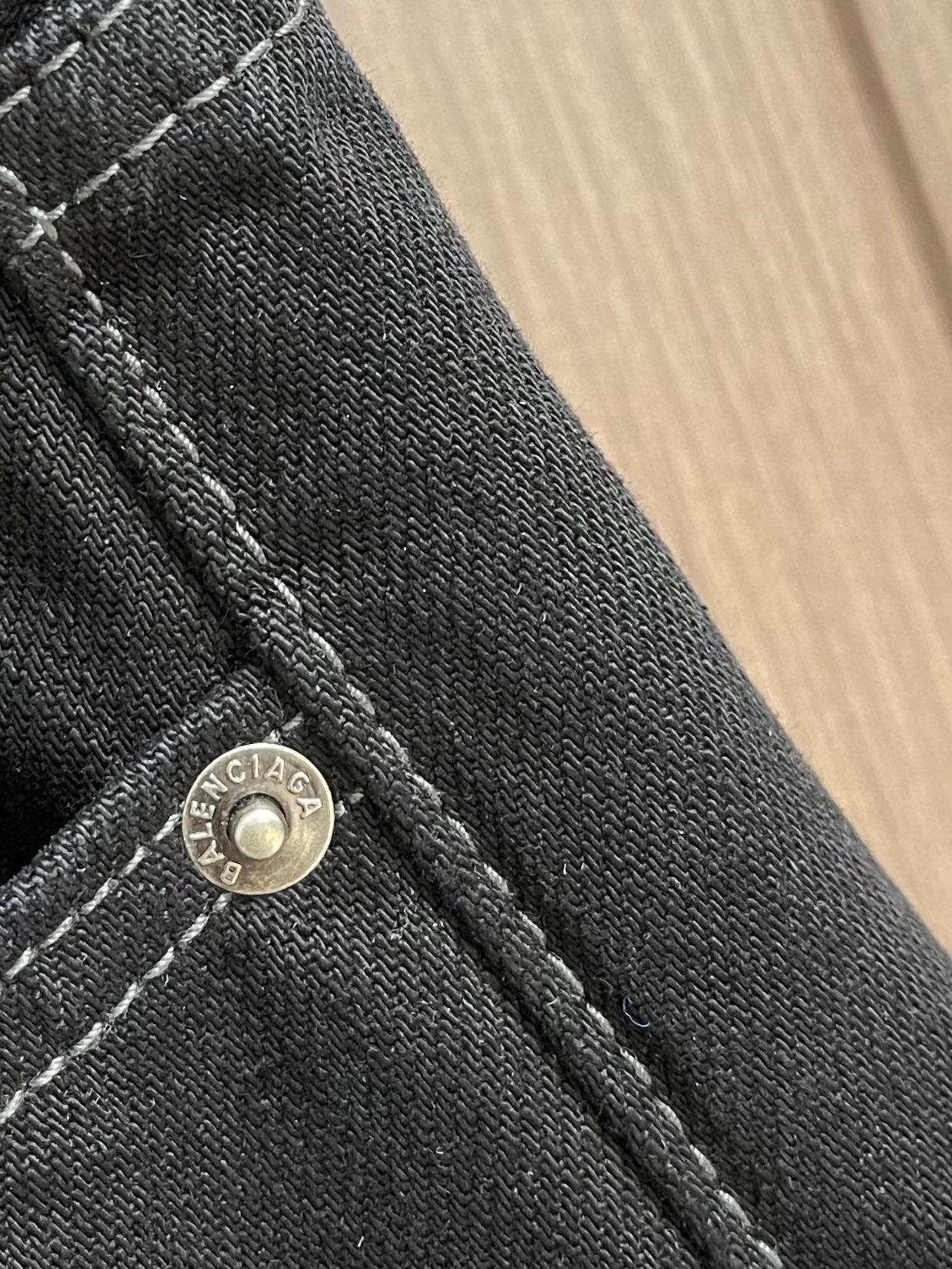 BALENC* Cut-Up Baggy Pants in black denim