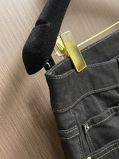 BALENC* Cut-Up Baggy Pants in black denim