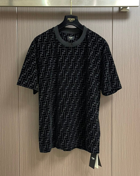 FEND1  flocked FF motif printed T-Shirt