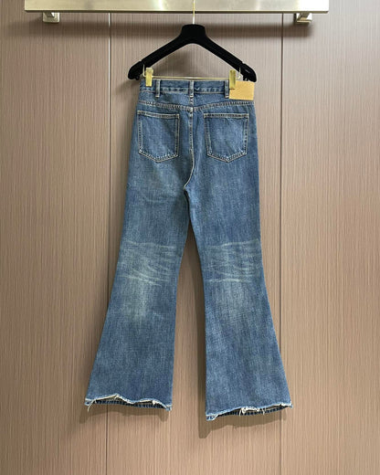 CELI* flared surf jeans in summer dazed wash denim