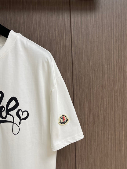 MONCL* Calligraphy Logo Cotton T-Shirt