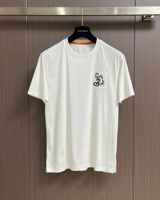 HERM* "H Puzzle" t-shirt with leather detail