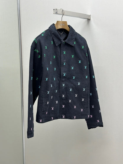 LOUI*V Blason Gradient Embroidered Denim Coach Jacket
