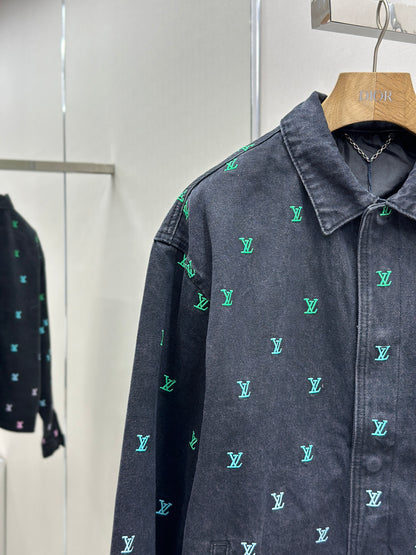 LOUI*V Blason Gradient Embroidered Denim Coach Jacket