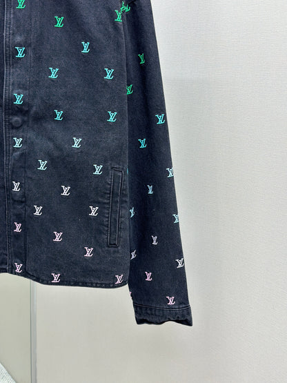 LOUI*V Blason Gradient Embroidered Denim Coach Jacket