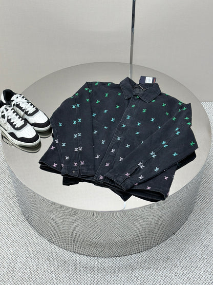 LOUI*V Blason Gradient Embroidered Denim Coach Jacket