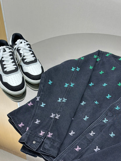 LOUI*V Blason Gradient Embroidered Denim Coach Jacket