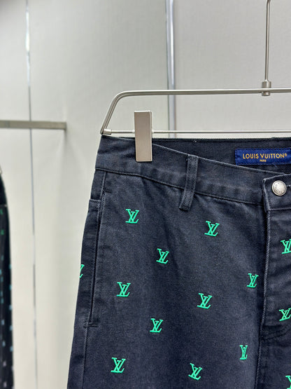 LOUI*V Blason Gradient Embroidered Denim Skate Pants