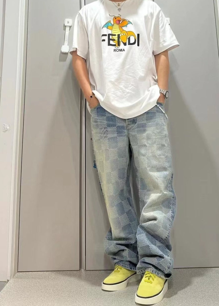 LOUI*V Damier Denim Skate Pants