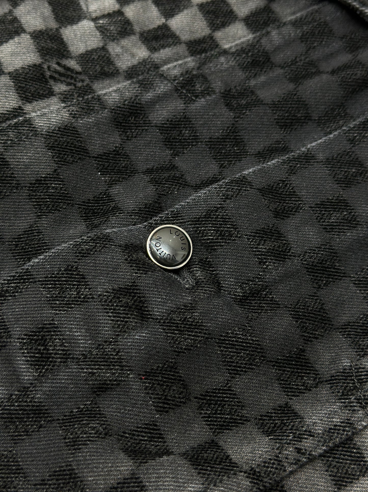 LOUI*V Flocked Damier Denim Trucker Jacket