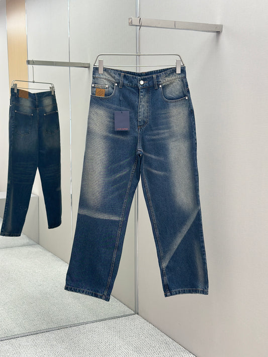 LOUI*V Sunfaded Effect Denim Skate Pants