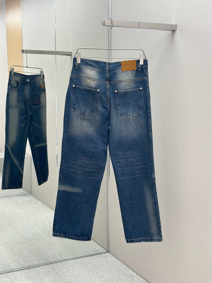 LOUI*V Sunfaded Effect Denim Skate Pants